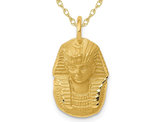 14K Yellow Gold Satin Design Egyptian King Tut Charm Pendant Necklace